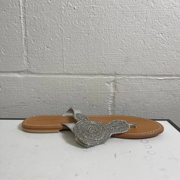 Matisse Leather Silver Rhinestone Sandals Thong Slip On Women's Size 8 US - Picture 2 of 10